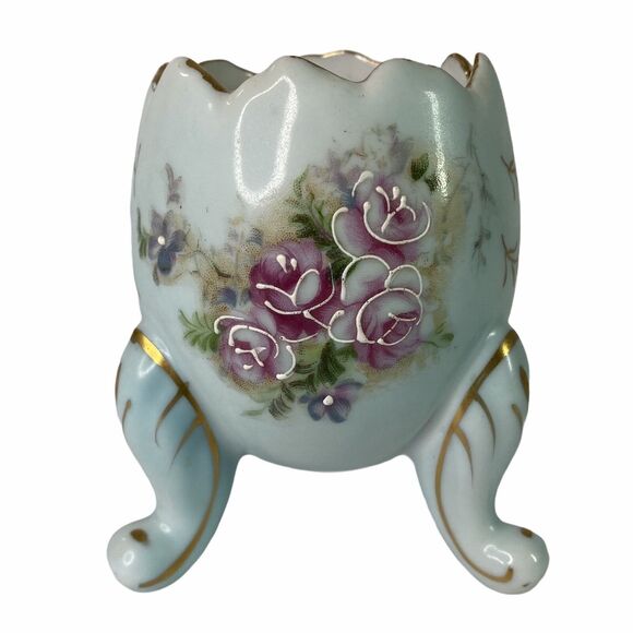 Vintage INARCO Footed Egg Vase Japan Hand Painted Floral Porcelain E-116/M - Picture 1 of 12